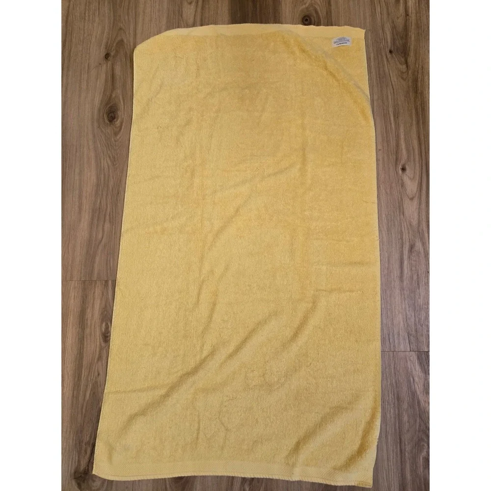 Vintage Yellow Embroidered Owl Towel Set Bath Hand Towel Martex   USA Retro